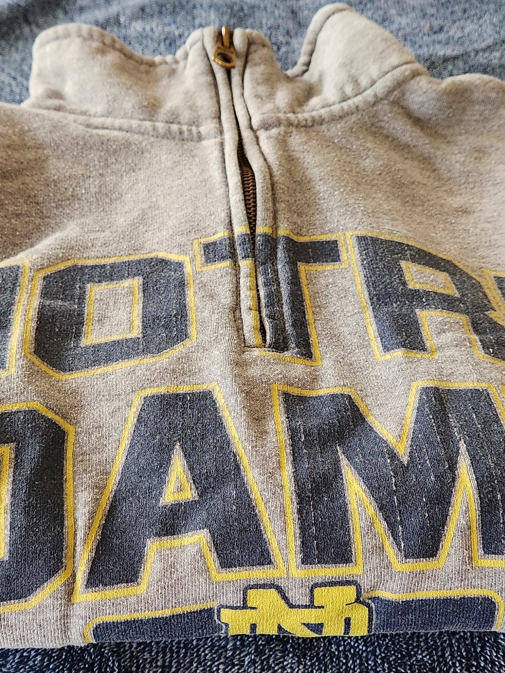 Worn In And Cozy, Size M, Notre Dame University Sweatshirt, Quarter Zip